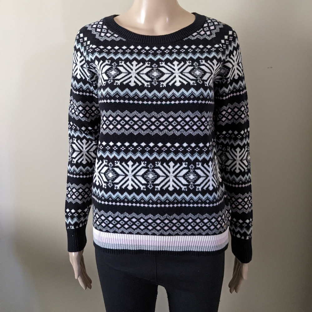 Tommy Hilfiger Nordic wool blend silver thread sweater, women's small